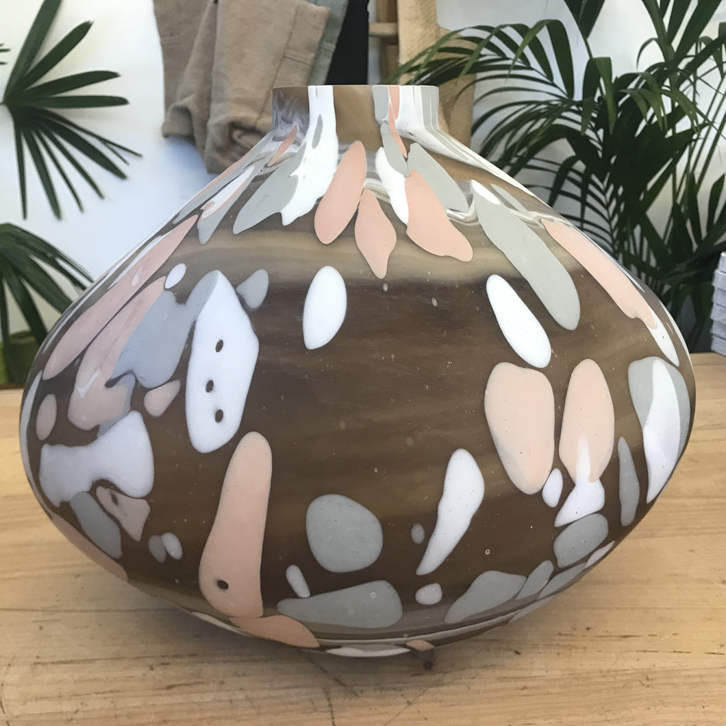 Agra Glass Vase Tan and Nude 40x33x35cm