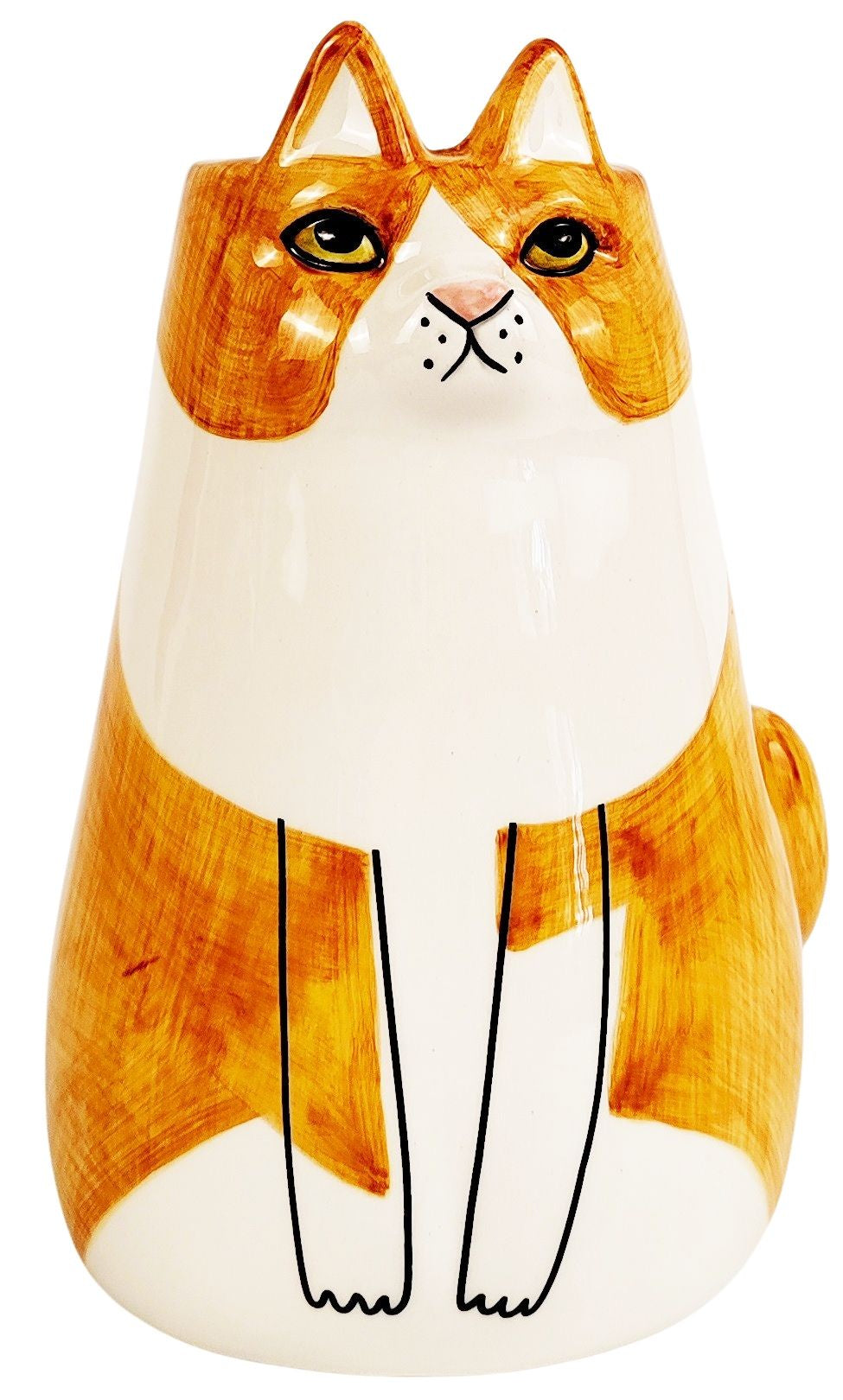 Sitting Cat Vase Orange 16cm