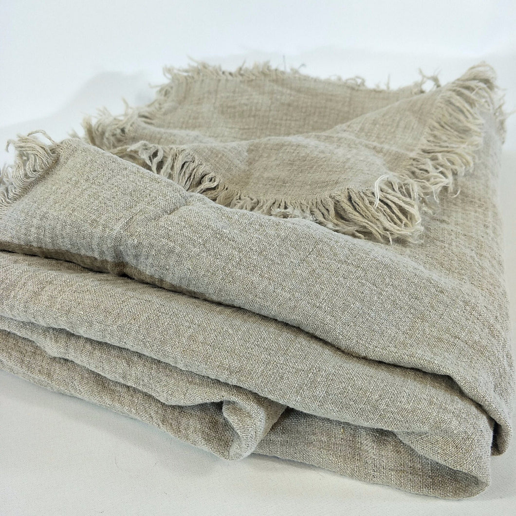 Versailles French Linen Heavy Weight Throw Fringe- Flax