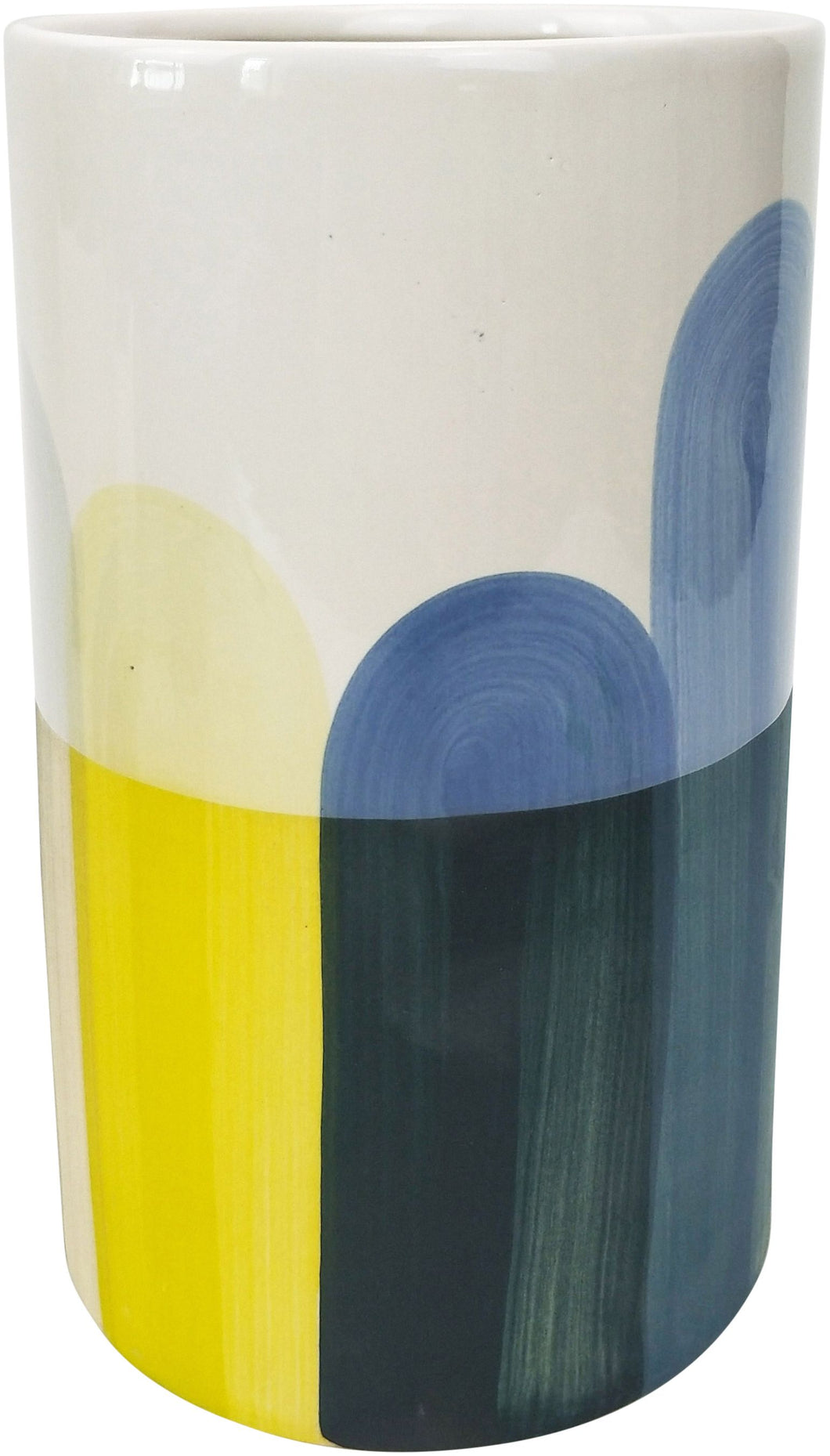 Skyla Stroke Vase Blue & Yellow