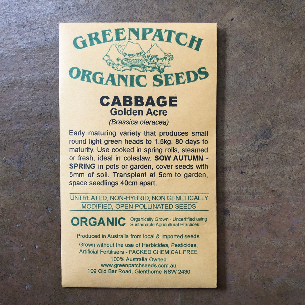 Cabbage 'Golden Acre' Greenpatch Seeds