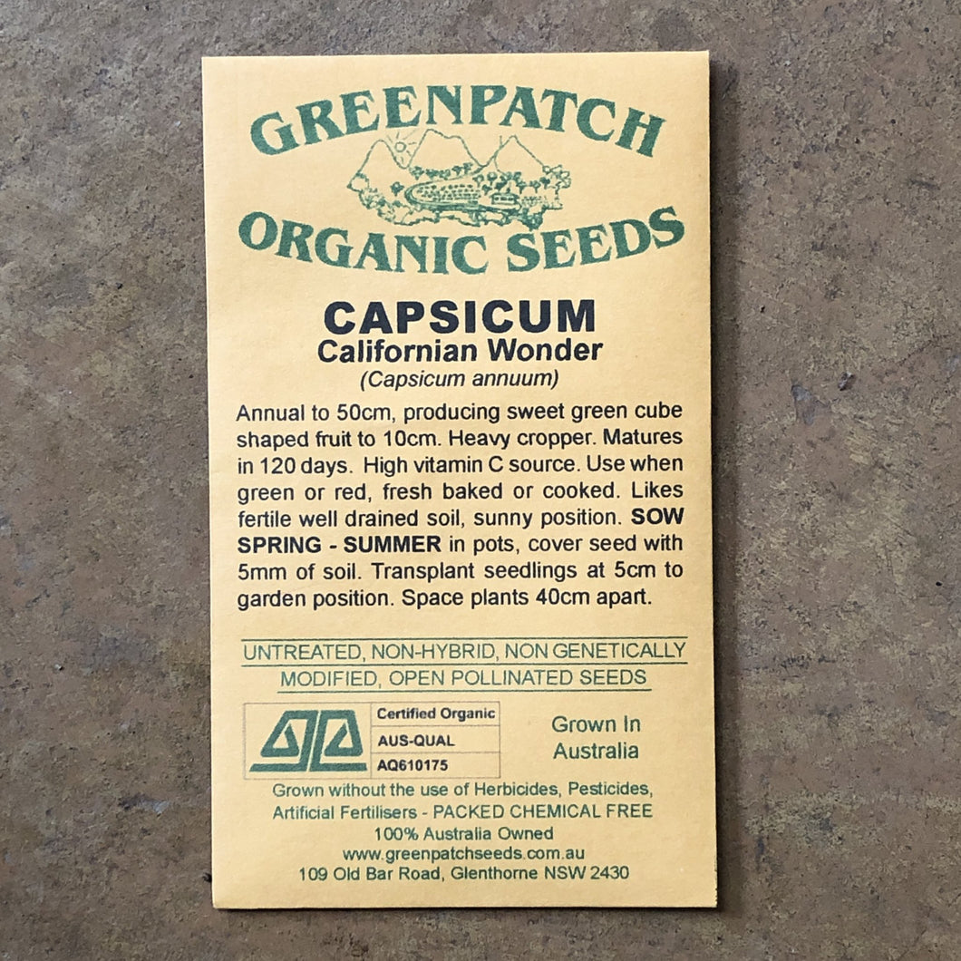 Capsicum 'Californian Wonder' Greenpatch Seeds