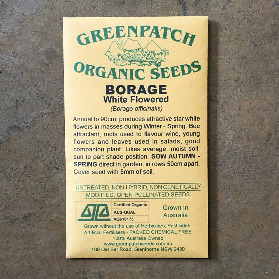 Borage 'White Flowered' Greenpatch Seeds