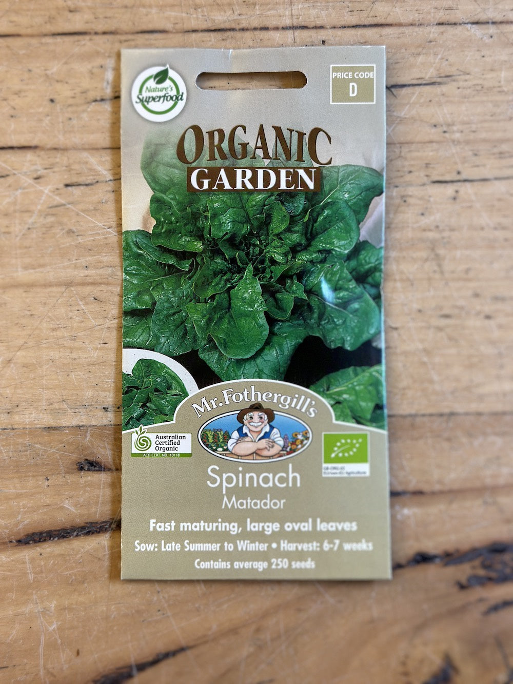 Spinach 'Matador' Organic Seeds