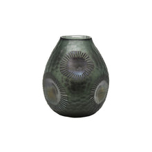 Load image into Gallery viewer, Ella Glass Green Brown Crater Vase
