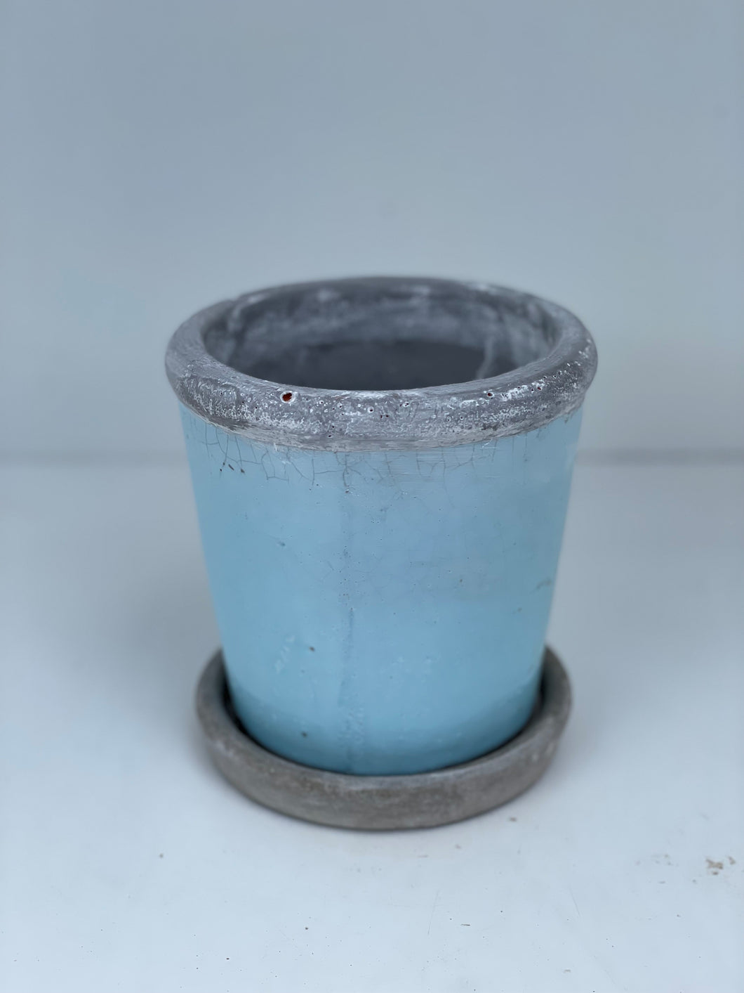 Concrete Glazed Flower Pot Blue