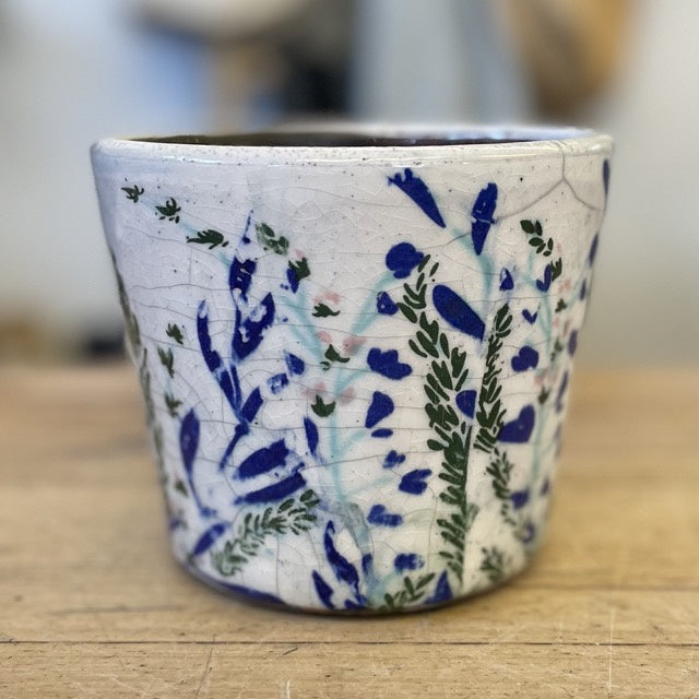 Flor Ceramic Pot - Dark Blue/Light Blue