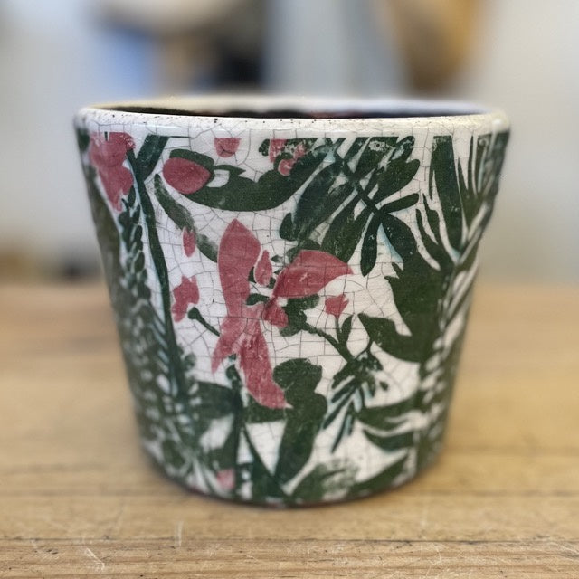 Flor Ceramic Pot - Green/Pink
