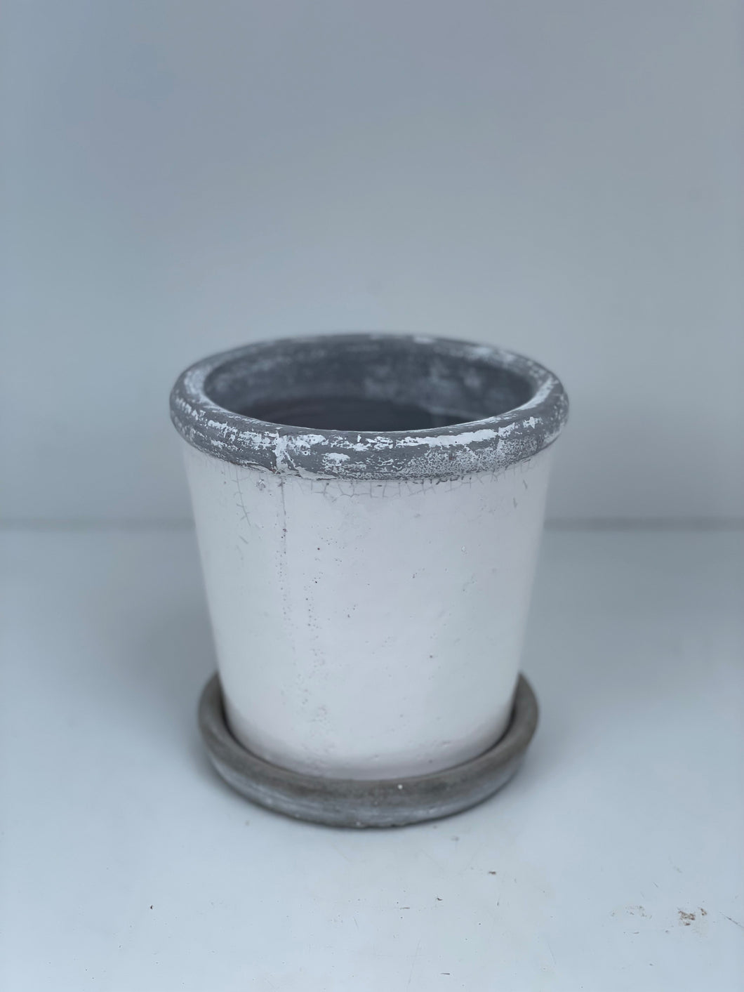 Concrete Glazed Flower Pot White